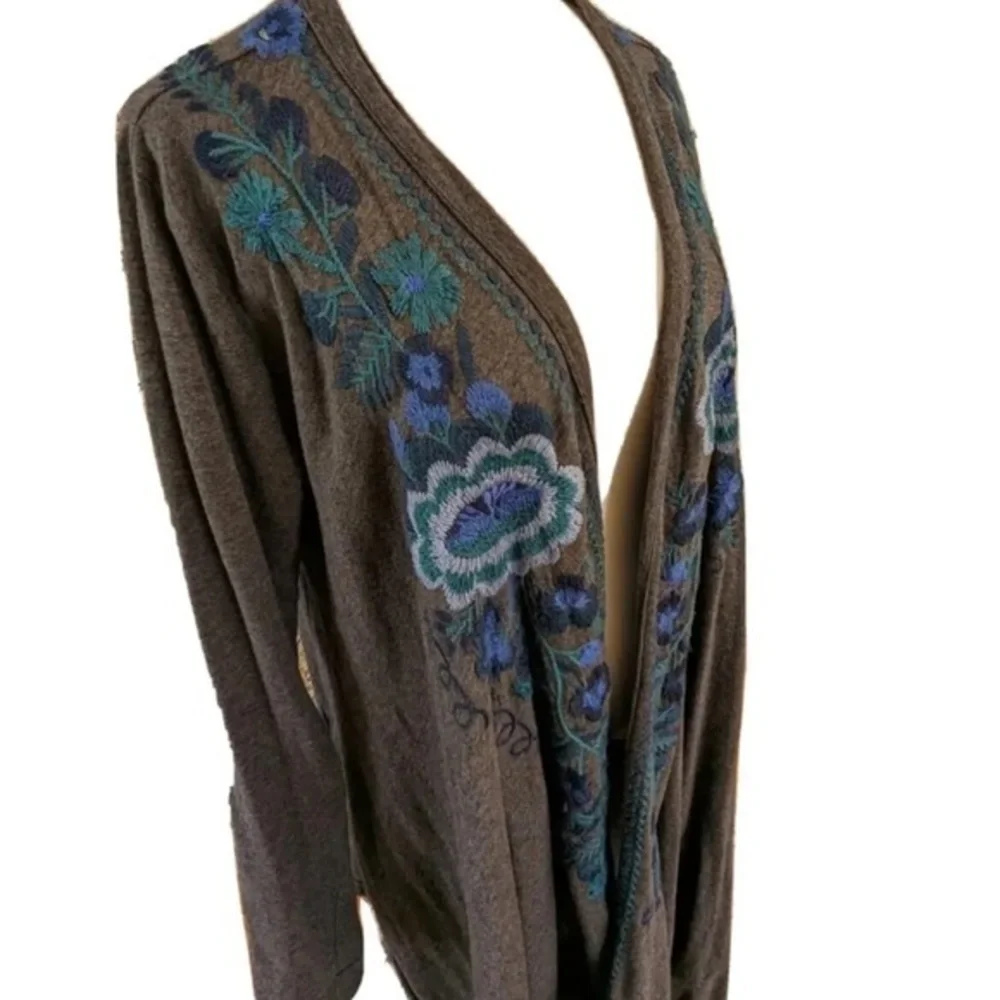 Johnny Was Rosa Draped Cardigan Embroidered Open Waterfall Sweater/tunic NWT - Picture 5 of 8